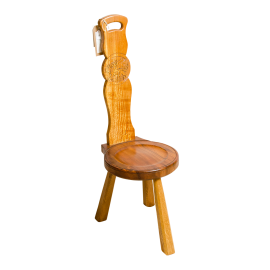 Small Spinning Chair with Carved Motif